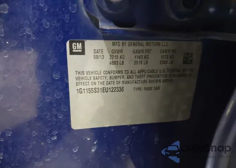 2014 Chevrolet Impala 2Lz из США, поврежденный, VIN 1G1155S31EU122336